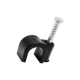 POWERLINKPLUS 3 x 7 Mm Round Black Cable Clips Aerial Coaxial Coax Satellite Cable. Pack Of 100