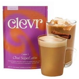 Clevr Chai Tea Latte, Instant Superfood Powder Blend with Lion’s Mane, Reishi Mushroom, Black Tea, Organic Spices, Coconut Cream, Ashwagandha, Oprah’s Favorite Things 2022 (14 Lattes)