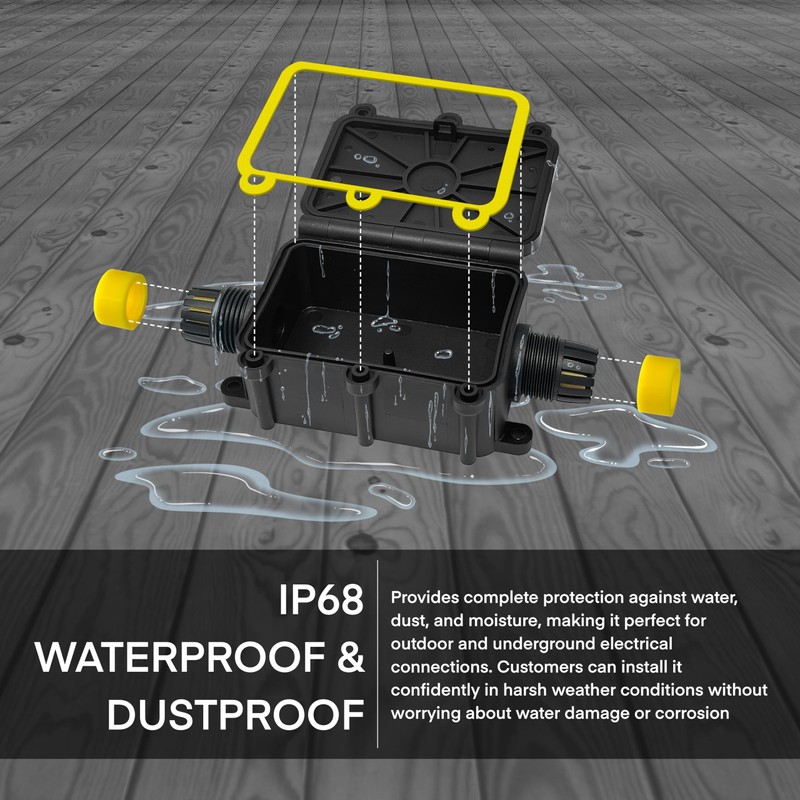 Evoges IP68 2-Way Waterproof Junction Box 0.5-6mm² 40A M20 with