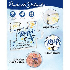 Papa Geschenk, Bester Papa Geschenk, Vatertagsgeschenk Papa Tasse Geschenk Set mit Acryl Block Puzzle Papa Socken Schlüsselanhänger Geschenke, Geschenke für Papa Geburtstag Geschenk Vatertag