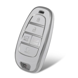 WORCAS Smart 5 Button Key Fob Cover Case Compatible with Hyundai 2019-2024 Sonata Sanata Fe Tucson Palisad(Quicksand-Silver)