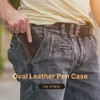 Hiram Leather Pen Case Portable Pen Box with Zipper Closure