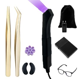 LED Light for Eyelash Extensions Dedicated Silent Foot Switch Included 3.5W UV Treatment Speed Up Handheld UV Eyelash Light Portable UV LED Purple LED Light with Clip and Storage Bag for Nail and