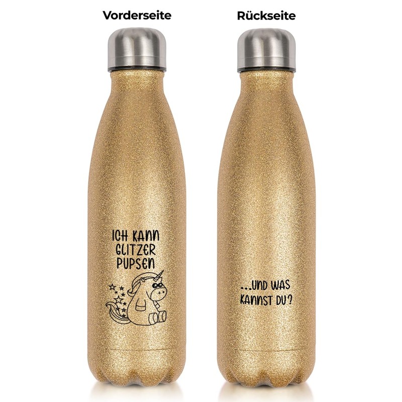 Stainless Steel Glitter Drinking Bottle | I Can Pupsen Glitter
