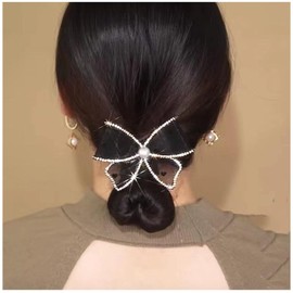 Yheakne Boho Black Lace Bow Hair Clip Cz Lace Hair Pin Clip Black Bowknot Hair Barrette Pin Cz Bow Head Clip Headwear Decorative Headpieces Hair Accessories for Women and Girls