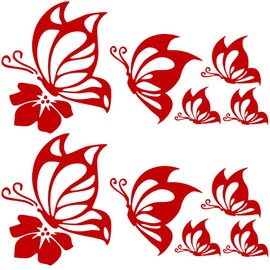 GORGECRAFT 2 Sheets Red Butterfly Hawaiian Reflective Decals Car Decal PET Waterproof Sticker Outdoor Bumper Women Car Stickers for Auto Truck SUV Wall Art Laptop Home Decor