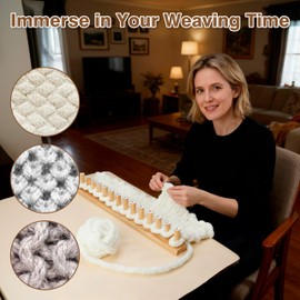 Bounlgsr 47 inch Chunky Blanket Loom for Yarn Crafts and Gifts, Reusable Chunky Yarn Loom with Wooden Peg for Beginners and DIY Craft Enthusiasts