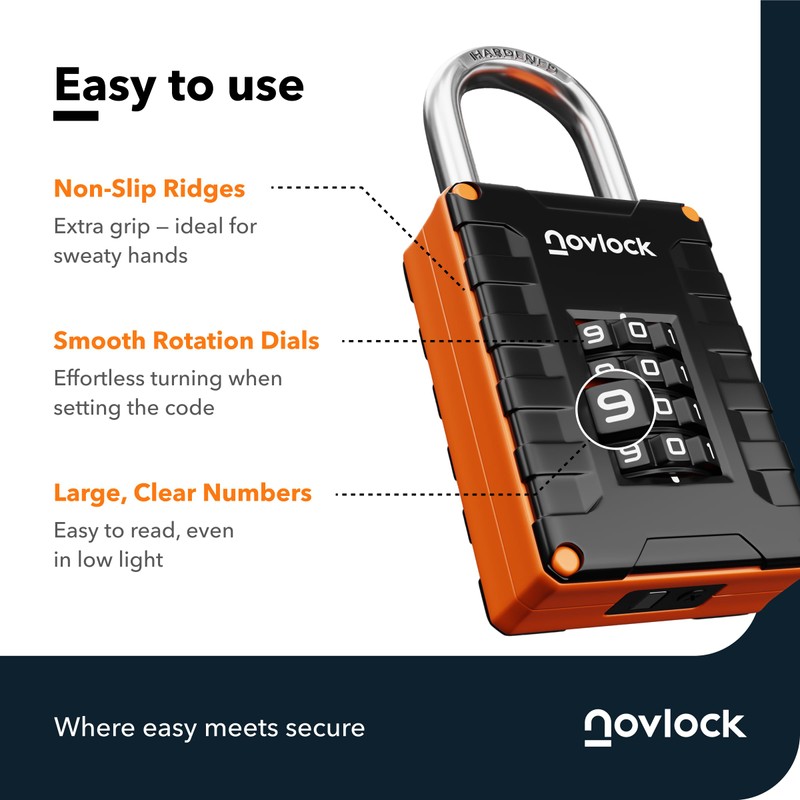 Locker Padlock with 4-Digit Code for Gym, School, Home, Work