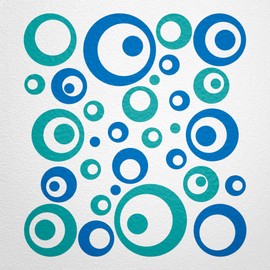 WANDfee® Wall Tattoo, Circles, Dots, 50 Stickers, Colour Choice For Children's Bedroom, Living Room, Hallway, Bathroom, Kitchen, Tile Stickers, blue
