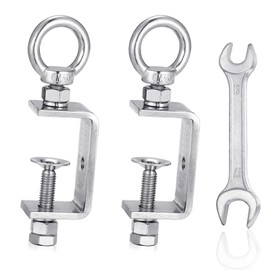 C Clamp – 304 Stainless Steel Beam Clamps with M10 Screw Ring | Adjustable, Rust-Resistant I Beam Clamps for Ring Beams, Welding, Woodworking, Plants & Desk Use. Wide Jaw Openings (55MM)2-Pack