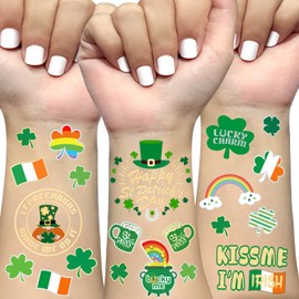 Ovasorve St Patricks Day Tattoos 52 Glitter Shamrock Tattoos, Kiss Me I'm Irish Party Favor Four-leaf Clovers St. Patricks Day Accessories, A HIT for Your Event!