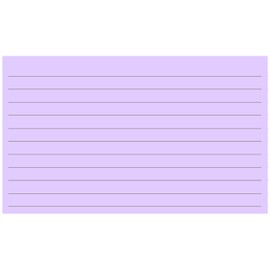 Colonial Cards: 150 Color Cardstock 3" x 5" Index Cards, Light Purple, Lined Landscape Format