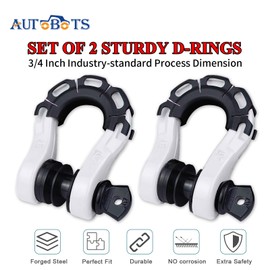 AUTOBOTS D Ring Shackles Heavy Duty(2 Pack) 68,000 lbs Capacity, Stronger Than 3/4" D Shackle, with 7/8" Screw Pin, for Tow Strap Winch Off Road Accessory Vehicle Recovery White