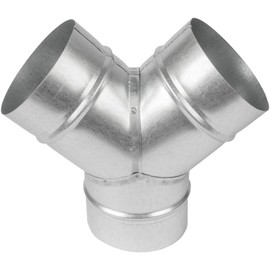 4" Inch Y-Shape Ducting Splitter - 45 Degree Galvanized Steel 3-Way Dust Collection Fitting - Branches for Exhaust Fan - Ducting Adapter - Duct Hose Connector