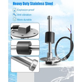Fuel Sending Unit and Gauge Kit 240-33ohm 6in (150mm) Fuel Water Level Sensor, 316 Stainless Steel Gas Sensor for Boat Car Truck Vehicle
