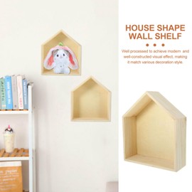 IMIKEYA 1 x Wooden Frame, Wooden House Decorative Wall Shelf, Rustic Shelf in House Shape, Wall Decoration, Floating Wooden Frame for Crafts, Home, Bedroom, Children's Room