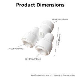 10pcs RO Fittings Y Type 3/8 inch Tubing OD Use Two Way Water Line Splitter Quick Connect Tube Fittings Push to Connect Plastic Connectors for Water Filtration System