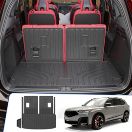 Rongtaod Cargo Mat Compatible with 2022-2025 Acura MDX (NOT for Type S) Cargo Liner Trunk Mat Trunk Liner Back Seat Cover Protector 2024 MDX Accessories (Trunk Mat with Backrest Mat)