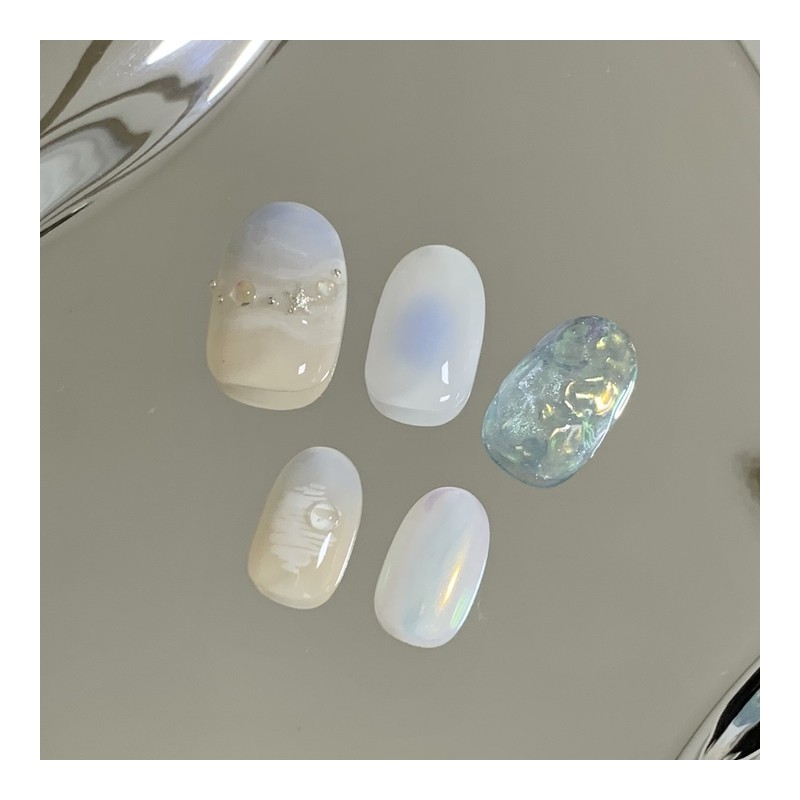 [Handmade Nail Tips] Sea of ​​Dreams Nail Tips - Short