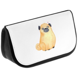 Mr. & Mrs. Panda Pug Cosmetic Bag, White, Hand Drawn