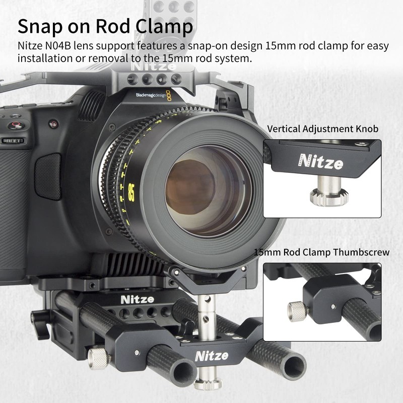 Nitze 15mm Universal Lens Support with Rolling Y-Bracket and 1/4”,