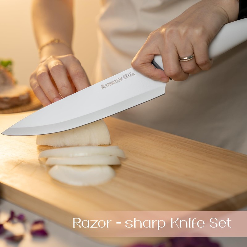 Astercook Knife Set for Kitchen with Block and Sharpener 22