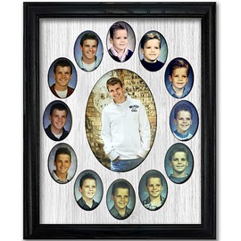 Northland School Years Picture Frame K-12 | Classic Oval Collage | School Days Graduation Frame | Affordable | Holds Twelve 2" x 3" Photos and 5" x 7" K to 12 Photo |Black Frame White Mat