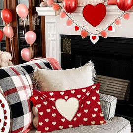 RABUSOFA Red Valentines Pillow Covers 12x20 Love Heart Decorative Valentine Pillow Case Decoration Holiday Party Gifts Decoration for Home Sofa Couch(40)(12x20)