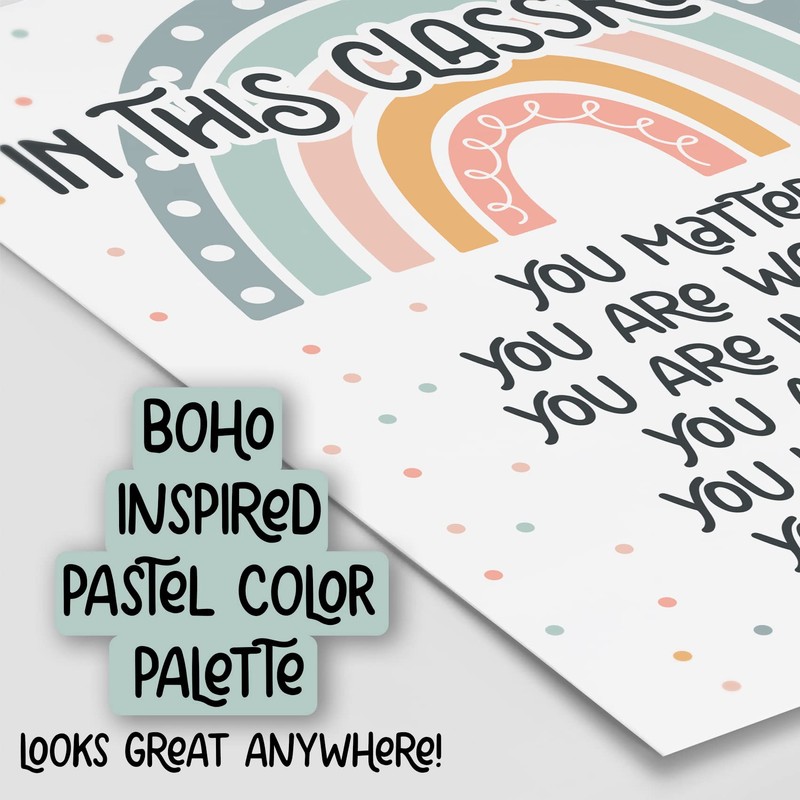 HoneyKICK Boho Rainbow Classroom Decor - 11 x 14 -
