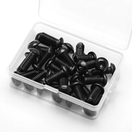M6 x 14 mm Rounded Head Screws with Hexagon Socket 304 Stainless Steel Black Oxide Full Thread Flat Head Screws (Pack of 30)