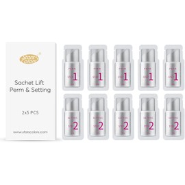 Leave it for 3-5 Minutes [Separated Eyelash Perm Liquid Solution 1 Solution 2 Liquid Set] Self, Individual Pouches, Single Use, For Eyelash Perm, Rod or Clip Type, Pro (10 Sets of 20)