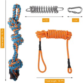 Spring Pole Dog Rope Toys, Interactive Dog Tug Toy with Dog Rope Toys and a Big Spring Pole Kit, for Small to Large Dogs, for Tug of War, Bite Training,Outdoor Hanging Exercise