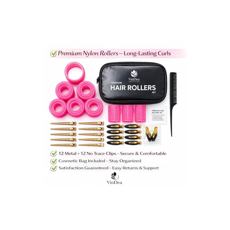 Hair Rollers with Clips 50PCS Set – Self Grip Curlers