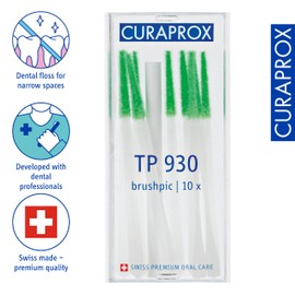 Curaprox Brushpic TP 930, superdünner Zahnstocher, Nylon, beflockte Spitze, 10 Stück