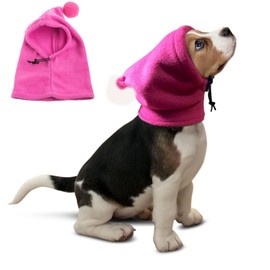 BT Bear Dog Hats Soft Warm Fleece Soothing Dog Ears Windproof Quiet Ears for Puppy Small Dogs Hot Pink S