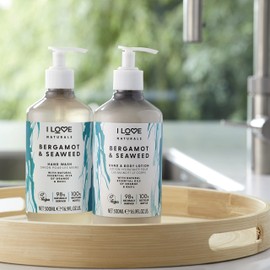 I Love Naturals Bergamot & Seaweed Hand Wash, Natural Oils Of Orange & Basil, Gently Removes Impurities, Refreshing & Cleansing Formula, 100% Recycled Bottle & Vegan-Friendly - 3 x 500ml