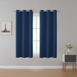 Upcortinassi Fire Retardant Blackout Curtains Flame Resistant Curtain Room Darkening for School Classroom Dorm Nursing Home Navy Blue 42 x 63 2 Panels