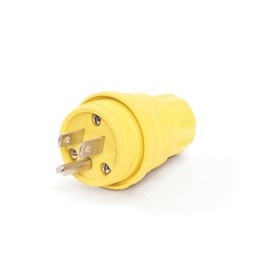 Leviton 15 Amp, 125 Volt, Straight Blade, Plug, Industrial Grade, Grounding, Wetguard, 14W47, Yellow