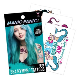 Savvi - 36 Manic Panic: Sea Nymph Temporary Tattoos: Skin-Safe Ink, Gifts for Teens and Adults, Great for Parties and Everyday Wear, Made in the USA [6 sheets, 36 count]