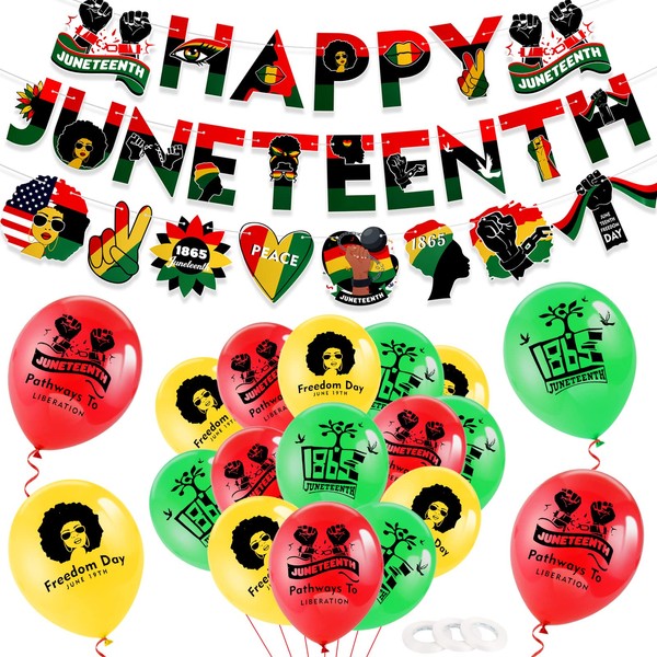 HOWAF Happy Juneteenth Day Party Decoration Set- 1 Happy Juneteenth