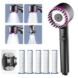 idudu Shower Head High Pressure Water Saving Hand Shower Massage Shower with 4 Modes Holder 5 Filters Adjustable Bathroom Skin Beauty Economy Shower Head for Adults Children Pets