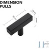 SNOKAY 10 Pack Matte Black Square T Cabinet Pulls Single