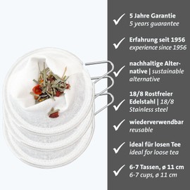 Westmark Teatime 153222E3 Tea Nets for 6-7 Cups of Teatime Diameter 11 cm Cotton Pack of 3