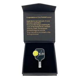 Pickleball Rating Pin – Metal Paddle-Shaped Achievement Badge in Gift Box – Pickleball Accessories & Gifts for Players, Backpacks, Hats & Lanyards