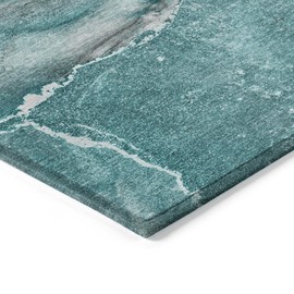 Addison Rugs Chantille ACN524 Teal 2'3" x 7'6" Indoor Outdoor Hallway Runner Rug, Stain Resistant Washable Kitchen Area Carpet for Bathroom, Laundry and Bedroom