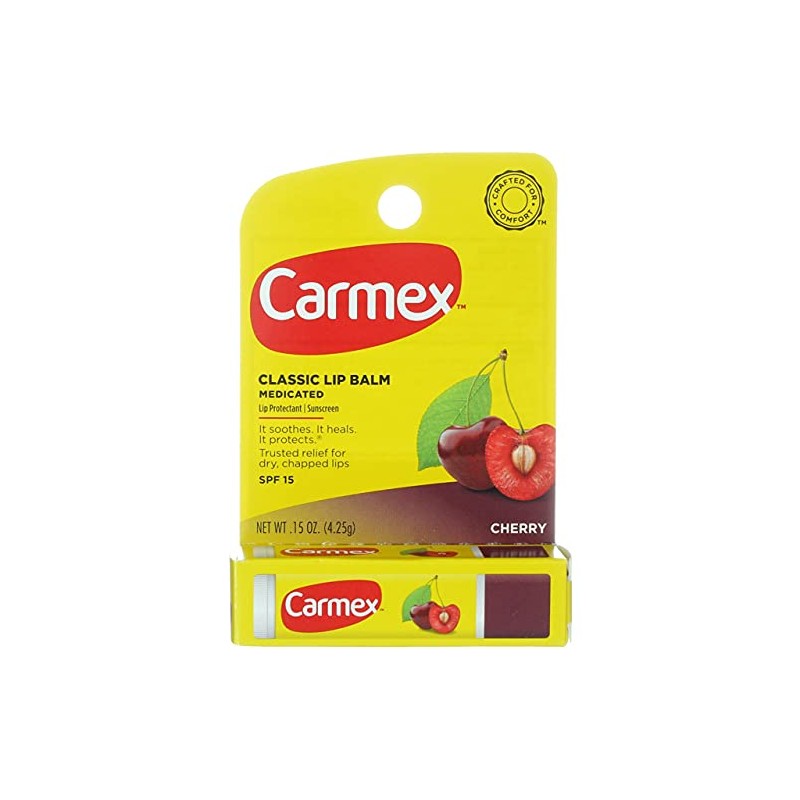 Carmex Bálsamo labial hidratante con sabor a cereza SPF 15