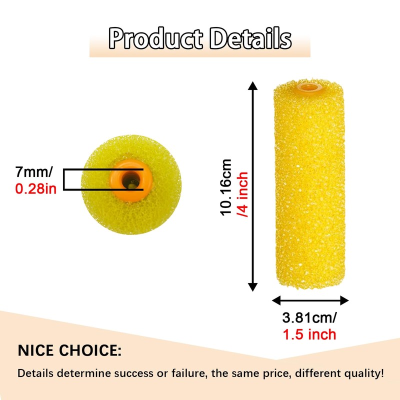 YLTOLOO 8 Pcs Textured Paint Roller Covers, 4 inch Small