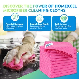 HOMEXCEL Pink Microfiber Cleaning Cloths 12 Pack, 12.5 x 12.5 inch Microfiber Towel for Cars, Ultra Absorbent Car Washing Cloth, Lint Free Streak Free Cleaning Rags for Car, Kitchen, and Window
