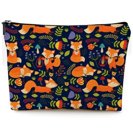 Givotin - Bolsa de maquillaje pequeña para bolso de lona impermeable para mujer, bolsa de artículos de cambiador con cierre para viaje, Bolsas de maquillaje Fox, Size: 10"W x 7"H. Hold All Your Necessities, Bolsas de cosméticos Fox