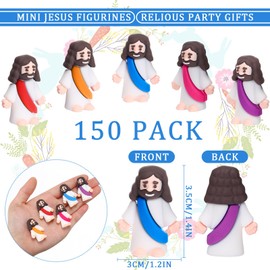 Barydat 150 Pack Mini Jesus Figurines Bulk Little Jesus Toys Tiny Jesus Figures Christ Savior Jesus Doll Gifts Religious Jesus Gifts for Hide Thanksgiving Day Sunday School Baptism Gift(Colorful)